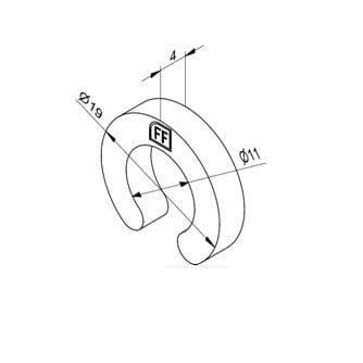 Afstandsring 4 mm, asgat 11mm